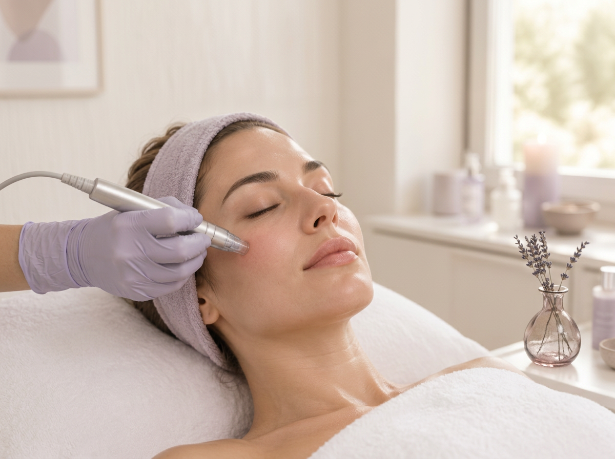 A client receiving a facial treatment at Lilac Aesthetics